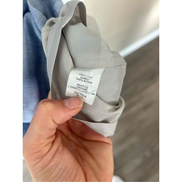 J. Crew Womens Sheath Linen Dress Round Neck Lined Cap Sleeves Ribbon Waist Sz 4 - Picture 5 of 6